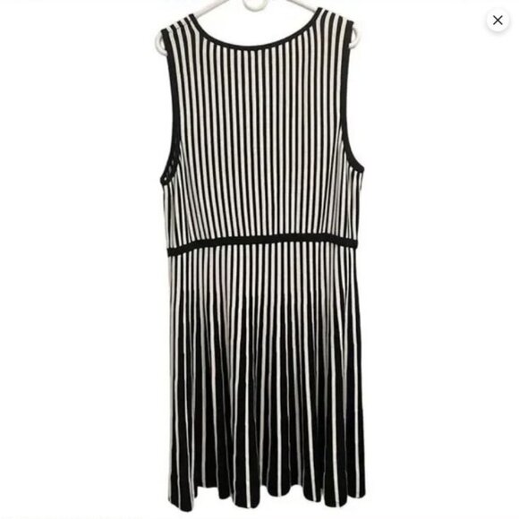 Retired! Black & White Stripe Sweater-Knit Skater Dress - Picture 5 of 5